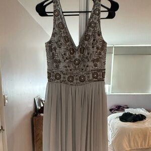 BHLDN Beaded Blue-Gray Gown